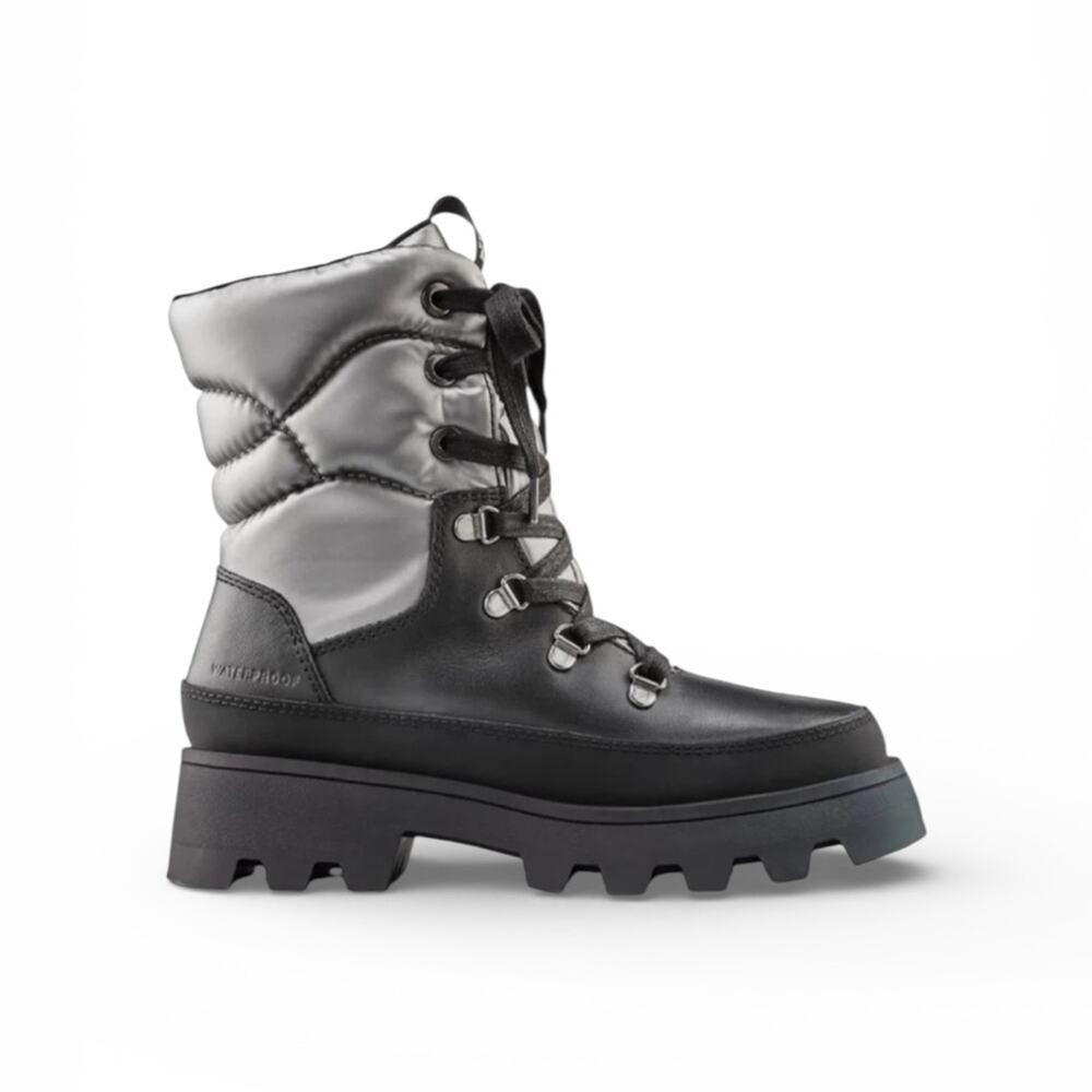 Cougar Stafford Leather Waterproof Quilted Boots Black/Silver – Sz 8